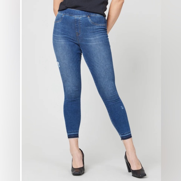 SPANX Distressed Ankle Skinny Jeans Medium Wash Size Medium - Picture 5 of 14